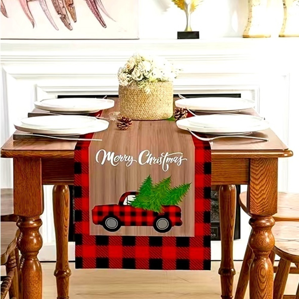 Table runner red truck  Christmas